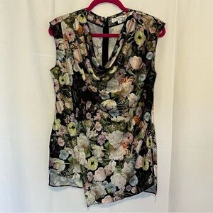 Adam Lippes Collective Women's Top Black Floral Sleeveless Wrap Blouse Size 4